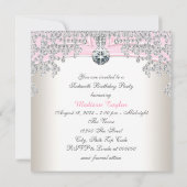 Pink Diamonds Sweet Sixteen Verjaardagsfeest Kaart (Achterkant)