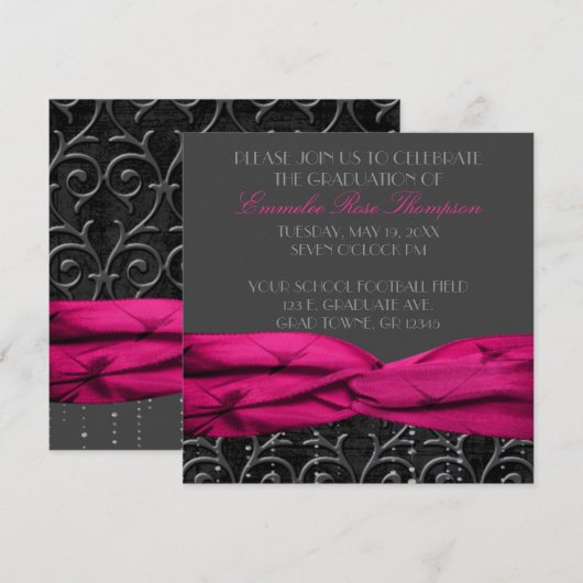 PINK DIAMONDS-uitnodiging Kaart (Voorkant / Achterkant)