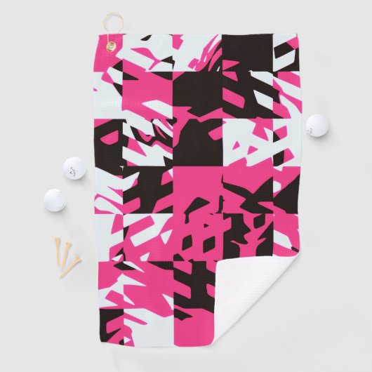 Pink Digital Abstract Plaid Golfhanddoek (Insitu)