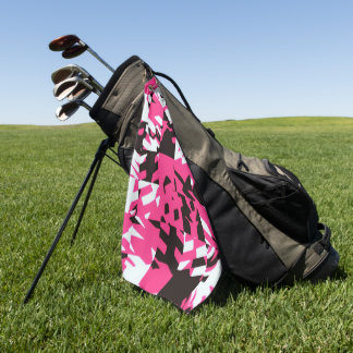 Pink Digital Abstract Plaid Golfhanddoek
