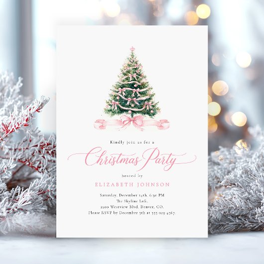 Pink Dinner Christmas Party Kaart