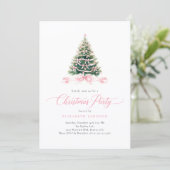 Pink Dinner Christmas Party Kaart (Staand voorkant)
