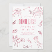Pink Dino Dig Verjaardag Kaart (Voorkant)