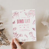 Pink Dino Dig Verjaardag Kaart