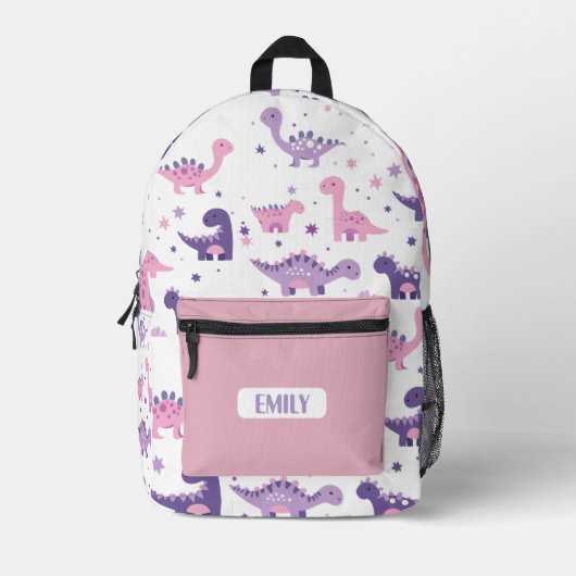 Pink Dino Kids Backpack - Custom Name Bedrukte Rugzak (Voorkant)