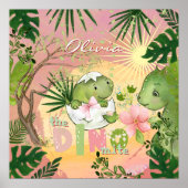 Pink Dino-Mite Nursery Poster for Girls (Voorkant)