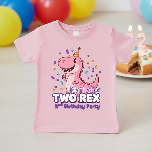 Pink Dinosaur  2nd Birthday Baby,Custom Name girl