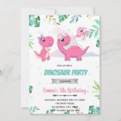 Pink Dinosaur baby shower uitnodiging (Voorkant)