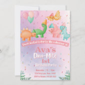Pink Dinosaur Birthday Uitnodiging (Voorkant)