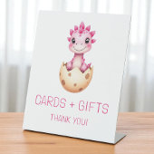 Pink Dinosaur Cards and Gifts Baby Shower Sign Reclamebord Met Voetstuk