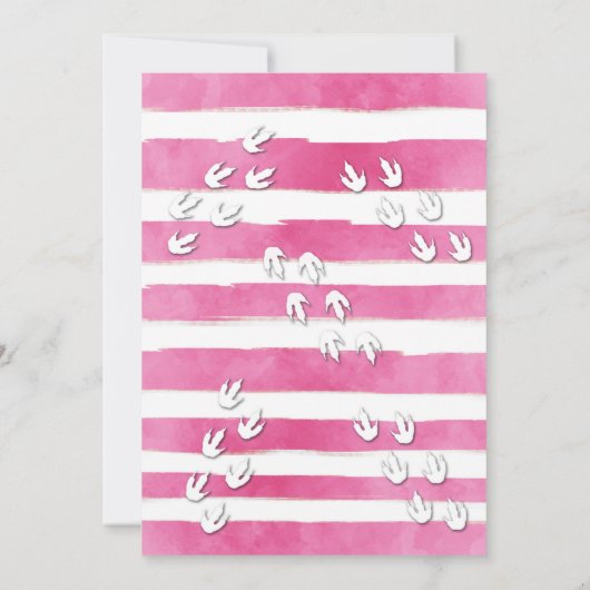 Pink Dinosaur Girl Invitation Kaart (Achterkant)