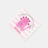 Pink Dinosaur Girl Kindergarten Graduation Playful Servet (Hoek)