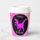 Pink Dinosaur Hide Happy Birthday! Papieren Bekers (Achterkant)