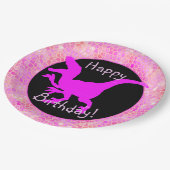 Pink Dinosaur Hide Happy Birthday! Papieren Bordje (Gekanteld)