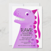 Pink Dinosaur Princess Birthday Party Kaart (Voorkant)