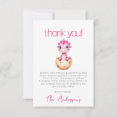 Pink Dinosaur Watercolor Baby Shower Bedankkaart (Voorkant)
