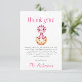 Pink Dinosaur Watercolor Baby Shower Bedankkaart (Staand voorkant)
