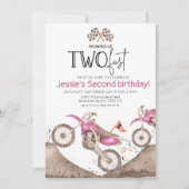 Pink Dirt Bike 2nd birthday - Growing up two fast Kaart (Voorkant)