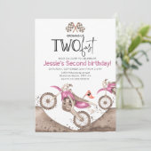 Pink Dirt Bike 2nd birthday - Growing up two fast Kaart (Staand voorkant)