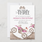 Pink Dirt Bike 3rd birthday - Cant catch me Kaart (Voorkant)