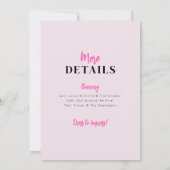 Pink Disco 70's Hens Party Uitnodigingsroute Kaart (Achterkant)