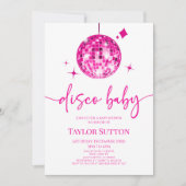 Pink Disco Ball Disco Baby shower Kaart (Voorkant)