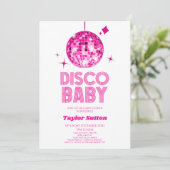 Pink Disco Ball Disco Baby shower Kaart (Staand voorkant)