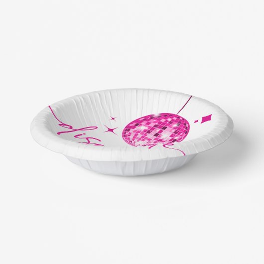 Pink Disco Ball Disco Bride Vrijgezellenfeest Papieren Kommen (Gebogen)