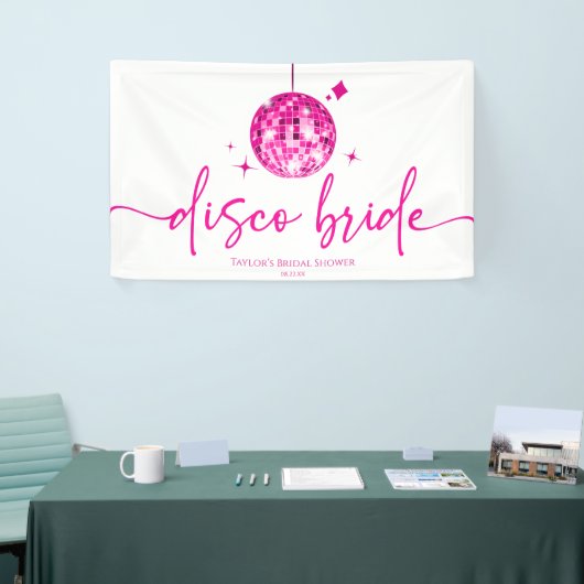 Pink Disco Ball Disco Bride Vrijgezellenfeest Spandoek (Beurs)