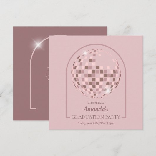 Pink Disco Boogie afstudeerfeest Kaart (Voorkant / Achterkant)