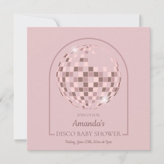 Pink Disco Boogie Baby shower Kaart (Voorkant)