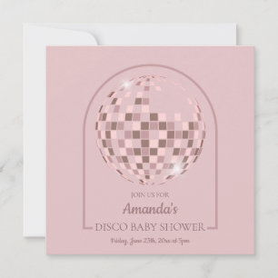 Pink Disco Boogie Baby shower Kaart