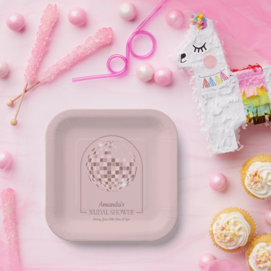 Pink Disco Boogie Vrijgezellenfeest Papieren Bordje (Feest)