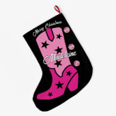 Pink Disco Costal Cowgirl Boot Naam toevoegen West Grote Kerstsok (Achterkant (Hangend))