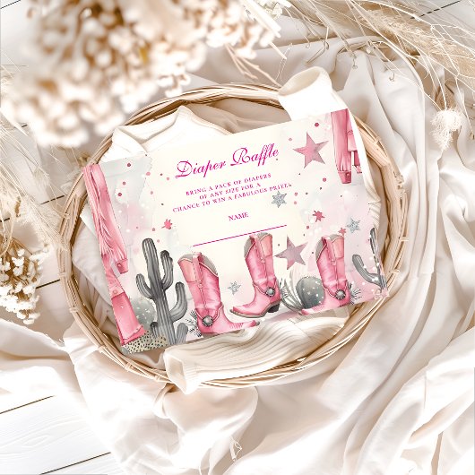 Pink Disco Cowgirl Diapper Raffle Informatiekaartje