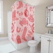 pink disco cowgirl hat country rodeo western retro douchegordijn (In situ)