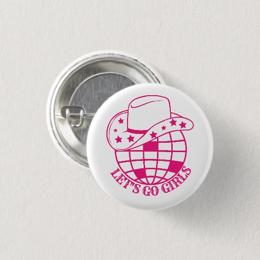 Pink Disco Cowgirl Let's Go Meisjes Ronde Button 3,2 Cm (Voorkant /achterkant)