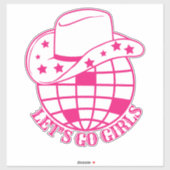 Pink Disco Cowgirl Let's Go Meisjes Sticker (Vel)