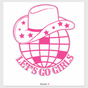Pink Disco Cowgirl Let's Go Meisjes Sticker