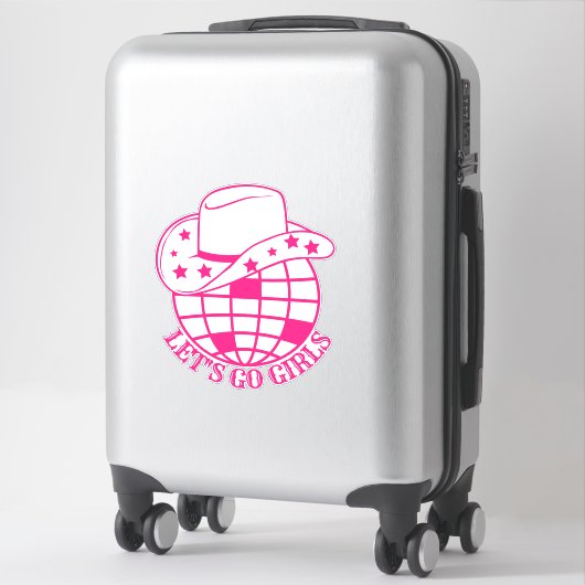Pink Disco Cowgirl Let's Go Meisjes Sticker (Koffer)