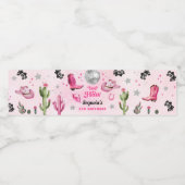 Pink Disco Cowgirl Party Waterfles Etiket (Enkel label)
