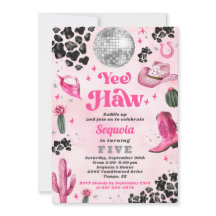 Pink Disco Cowgirl Uitnodiging voor verjaardag