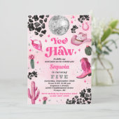 Pink Disco Cowgirl Uitnodiging voor verjaardag (Staand voorkant)