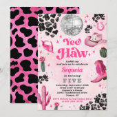 Pink Disco Cowgirl Uitnodiging voor verjaardag (Voorkant / Achterkant)