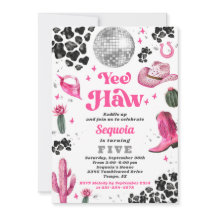 Pink Disco Cowgirl Uitnodiging voor verjaardag