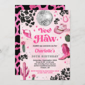 Pink Disco Cowgirl Uitnodiging voor verjaardag (Voorkant / Achterkant)