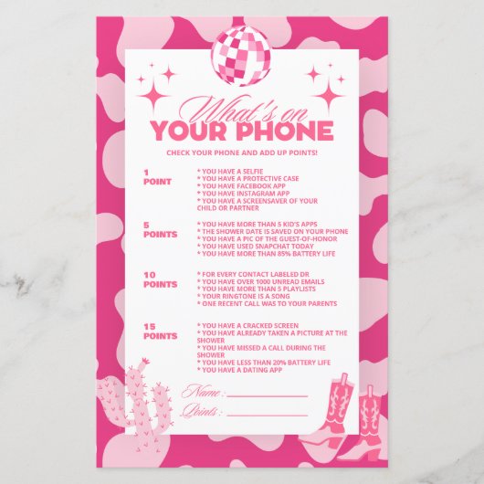 Pink Disco Cowgirl Wat is er op je telefoon spel (Voorkant)