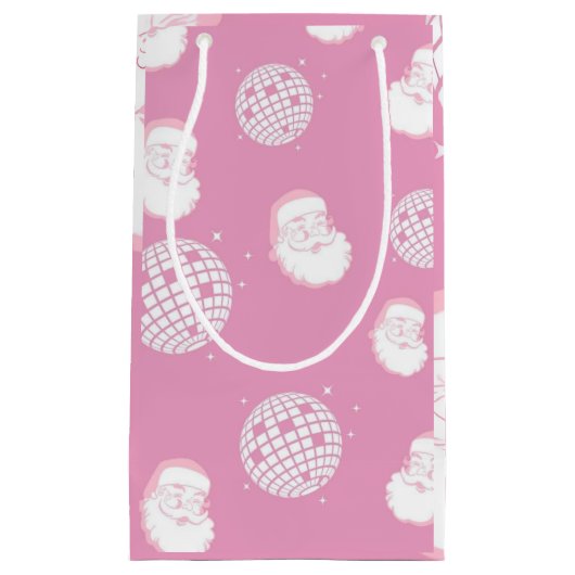 Pink Disco Santa Claus Klein Cadeauzakje (Voorkant)