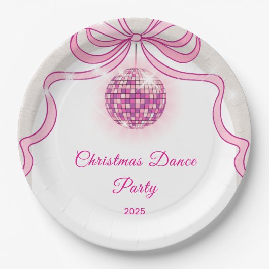 Pink Disco Sparkle Girls’ kerstfeest Papieren Bordje (Voorkant)