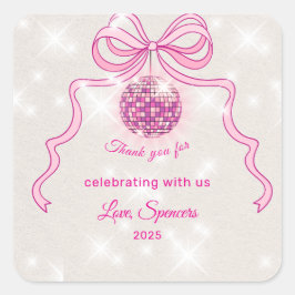 Pink Disco Sparkle Girls’ kerstfeest Vierkante Sticker